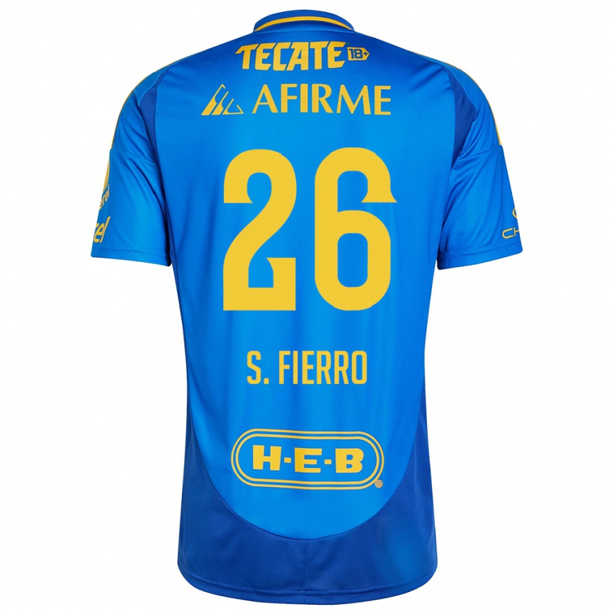 Niño Fútbol Camiseta Sebastián Fierro #26 Azul Amarillo 2ª Equipación 2024/25 Perú