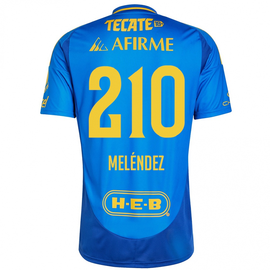 Niño Fútbol Camiseta Marcelo Meléndez #210 Azul Amarillo 2ª Equipación 2024/25 Perú