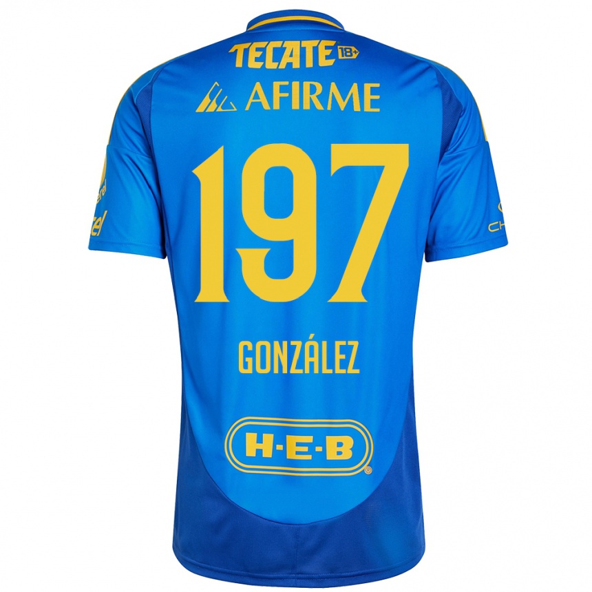 Niño Fútbol Camiseta Germán González #197 Azul Amarillo 2ª Equipación 2024/25 Perú