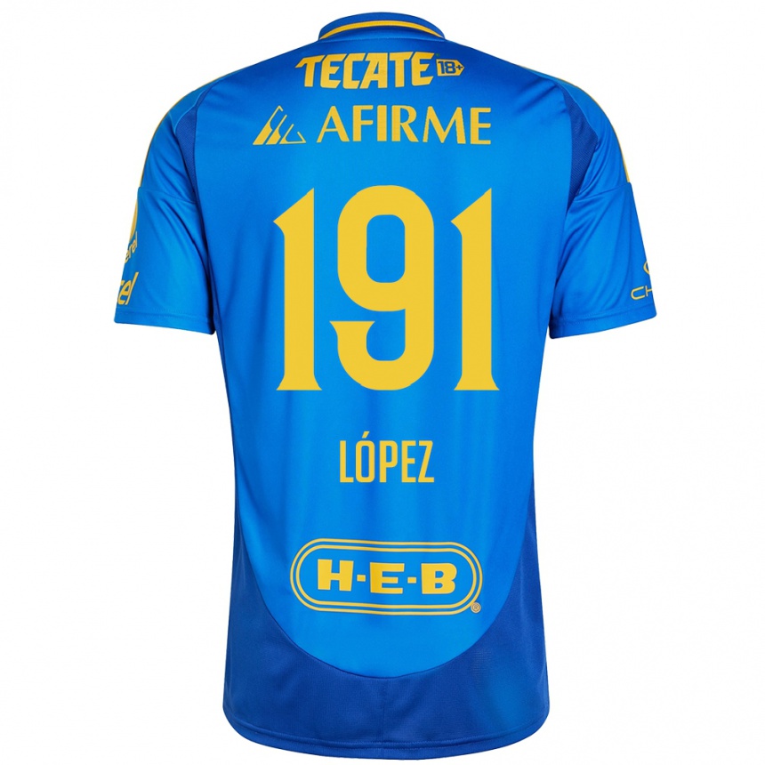 Niño Fútbol Camiseta Adrián López #191 Azul Amarillo 2ª Equipación 2024/25 Perú