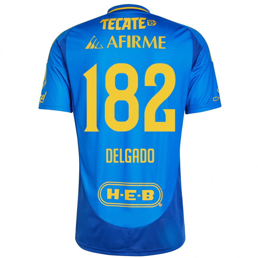 Niño Fútbol Camiseta Arturo Delgado #182 Azul Amarillo 2ª Equipación 2024/25 Perú