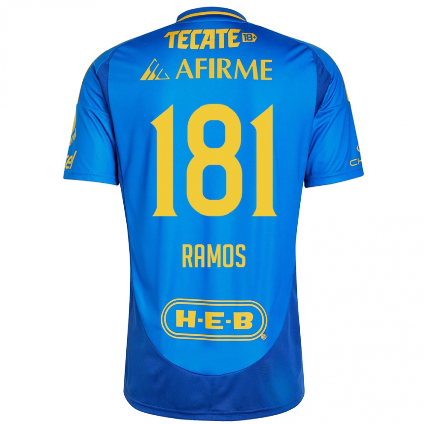 Niño Fútbol Camiseta Anthony Ramos #181 Azul Amarillo 2ª Equipación 2024/25 Perú