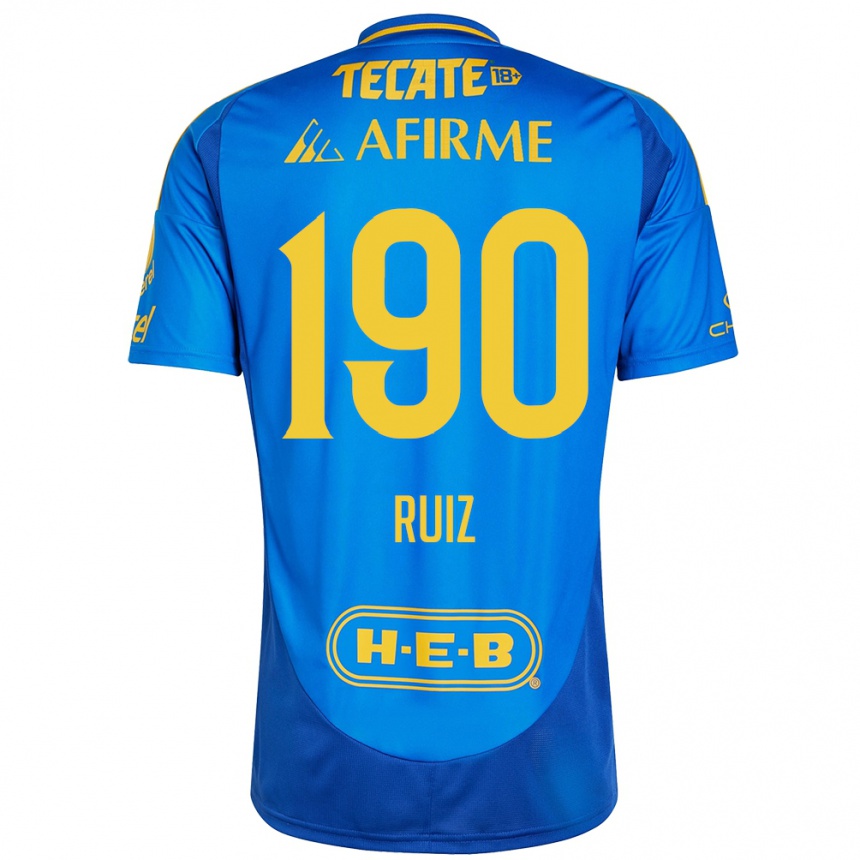 Niño Fútbol Camiseta Óscar Ruiz #190 Azul Amarillo 2ª Equipación 2024/25 Perú