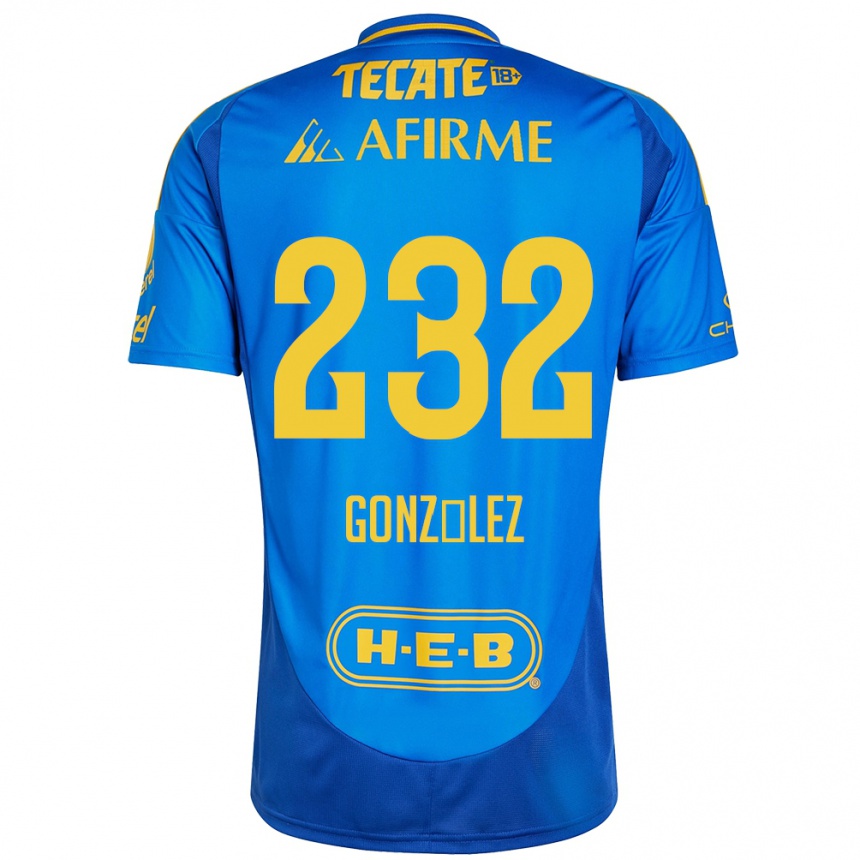 Niño Fútbol Camiseta César González #232 Azul Amarillo 2ª Equipación 2024/25 Perú