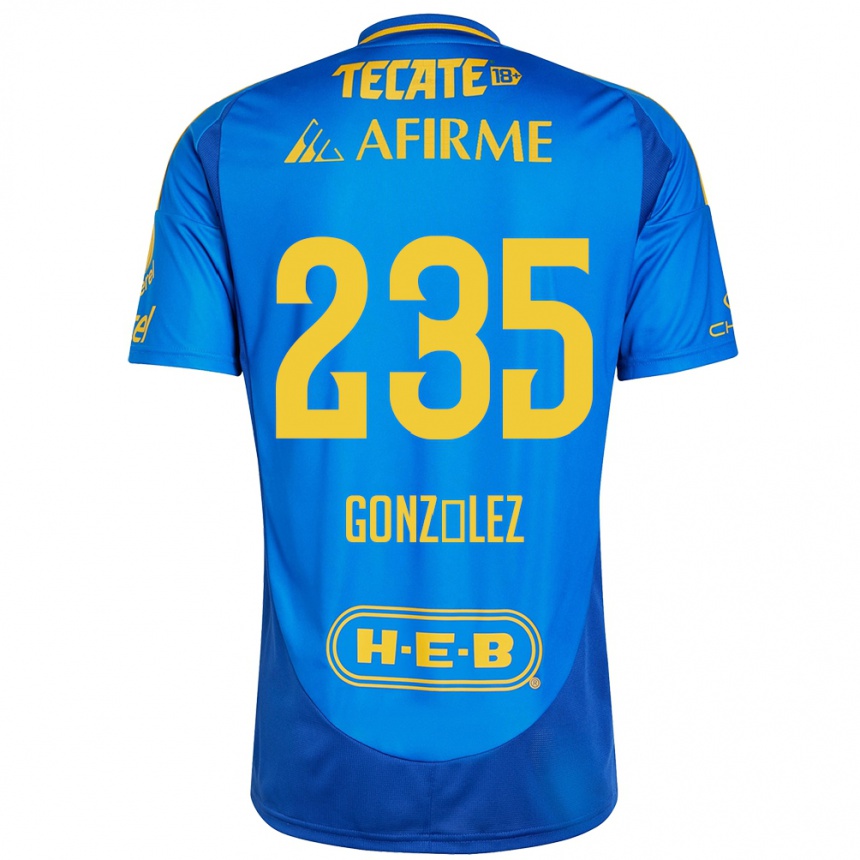 Niño Fútbol Camiseta Mauricio González #235 Azul Amarillo 2ª Equipación 2024/25 Perú