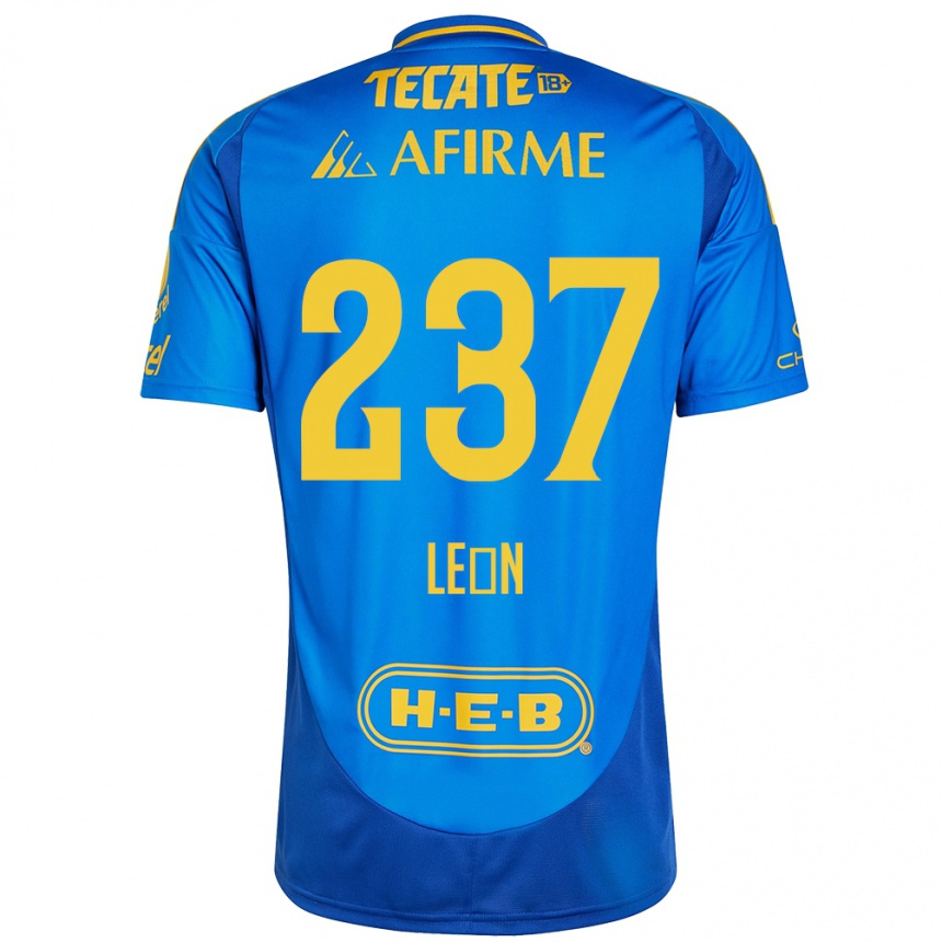 Niño Fútbol Camiseta Gabriel León #237 Azul Amarillo 2ª Equipación 2024/25 Perú