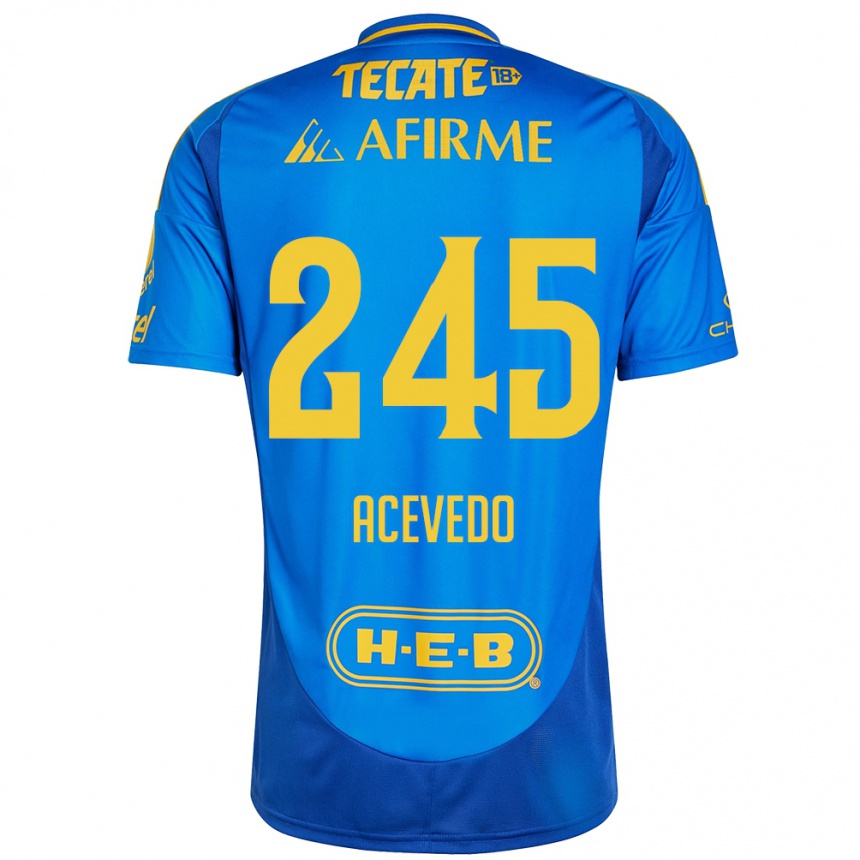 Niño Fútbol Camiseta Kevin Acevedo #245 Azul Amarillo 2ª Equipación 2024/25 Perú