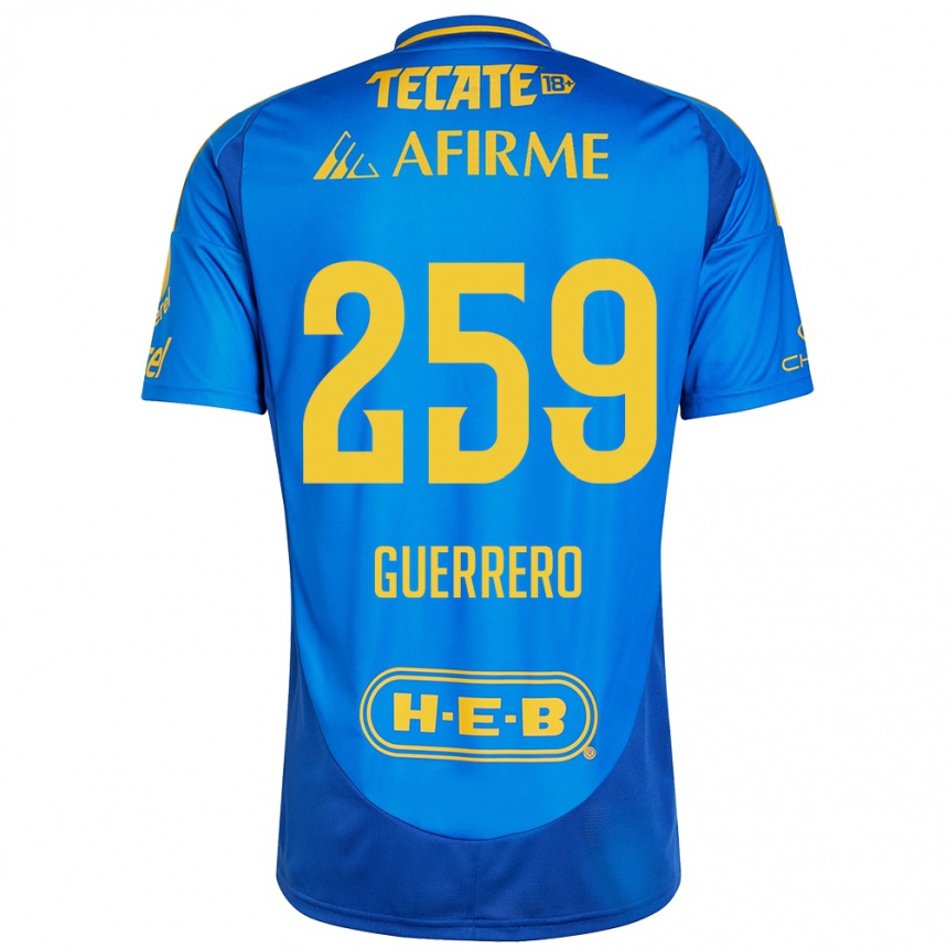 Niño Fútbol Camiseta Erick Guerrero #259 Azul Amarillo 2ª Equipación 2024/25 Perú