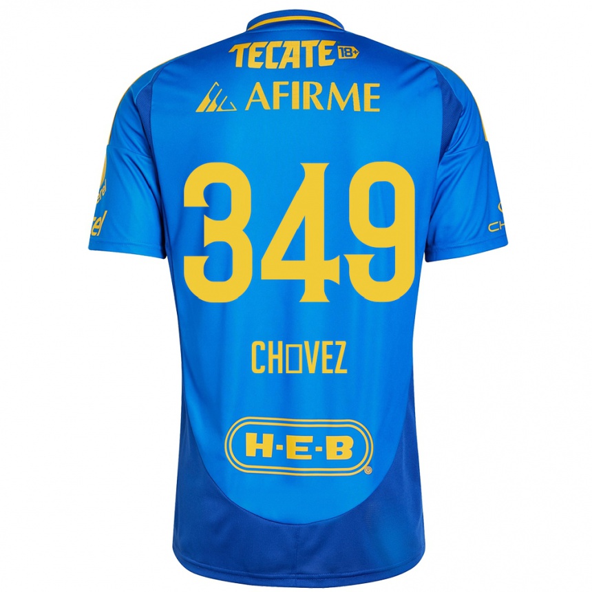 Niño Fútbol Camiseta Jorge Chávez #349 Azul Amarillo 2ª Equipación 2024/25 Perú