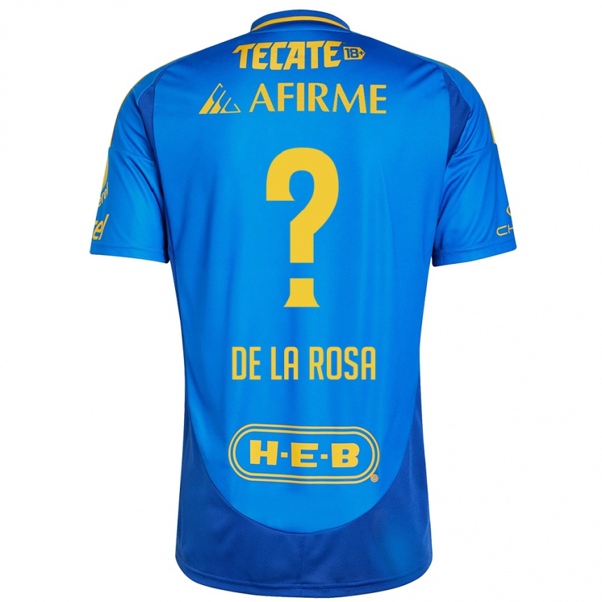 Niño Fútbol Camiseta Luis De La Rosa #0 Azul Amarillo 2ª Equipación 2024/25 Perú