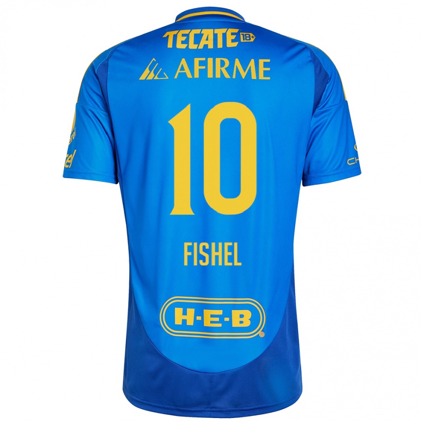 Niño Fútbol Camiseta Mia Fishel #10 Azul Amarillo 2ª Equipación 2024/25 Perú