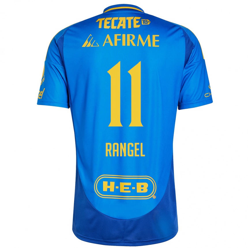 Niño Fútbol Camiseta Nayeli Rangel #11 Azul Amarillo 2ª Equipación 2024/25 Perú