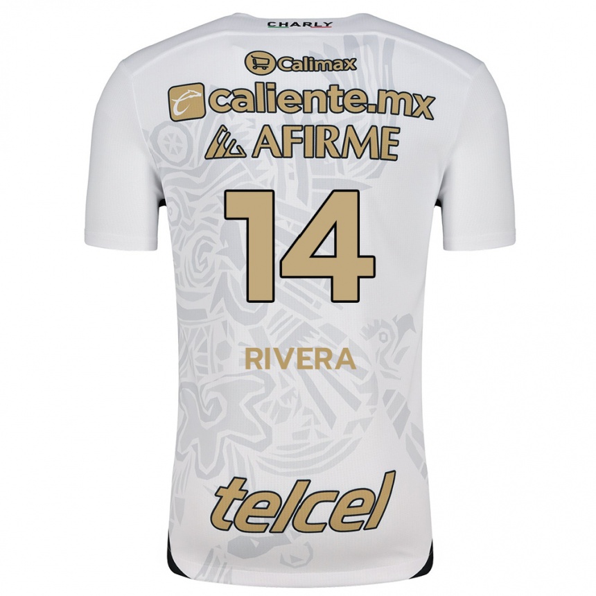 Niño Fútbol Camiseta Christian Rivera #14 Blanco Negro 2ª Equipación 2024/25 Perú