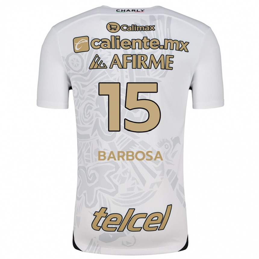 Niño Fútbol Camiseta Diego Barbosa #15 Blanco Negro 2ª Equipación 2024/25 Perú