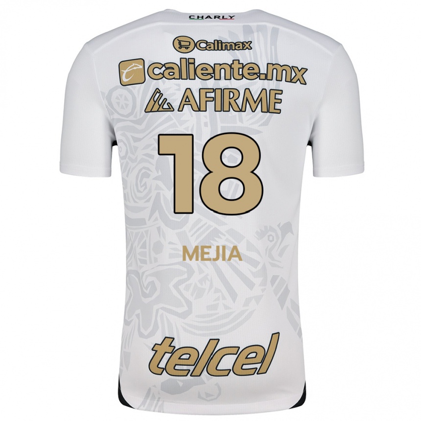 Niño Fútbol Camiseta Aarón Mejía #18 Blanco Negro 2ª Equipación 2024/25 Perú