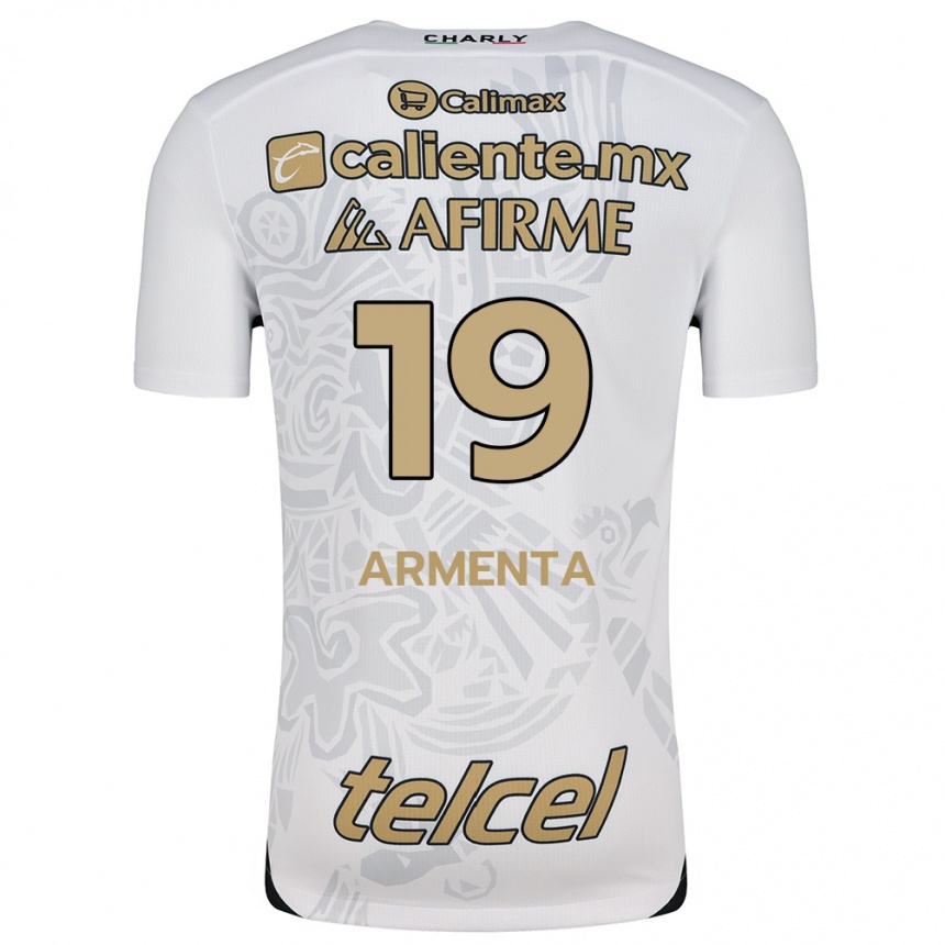 Niño Fútbol Camiseta Eduardo Armenta #19 Blanco Negro 2ª Equipación 2024/25 Perú