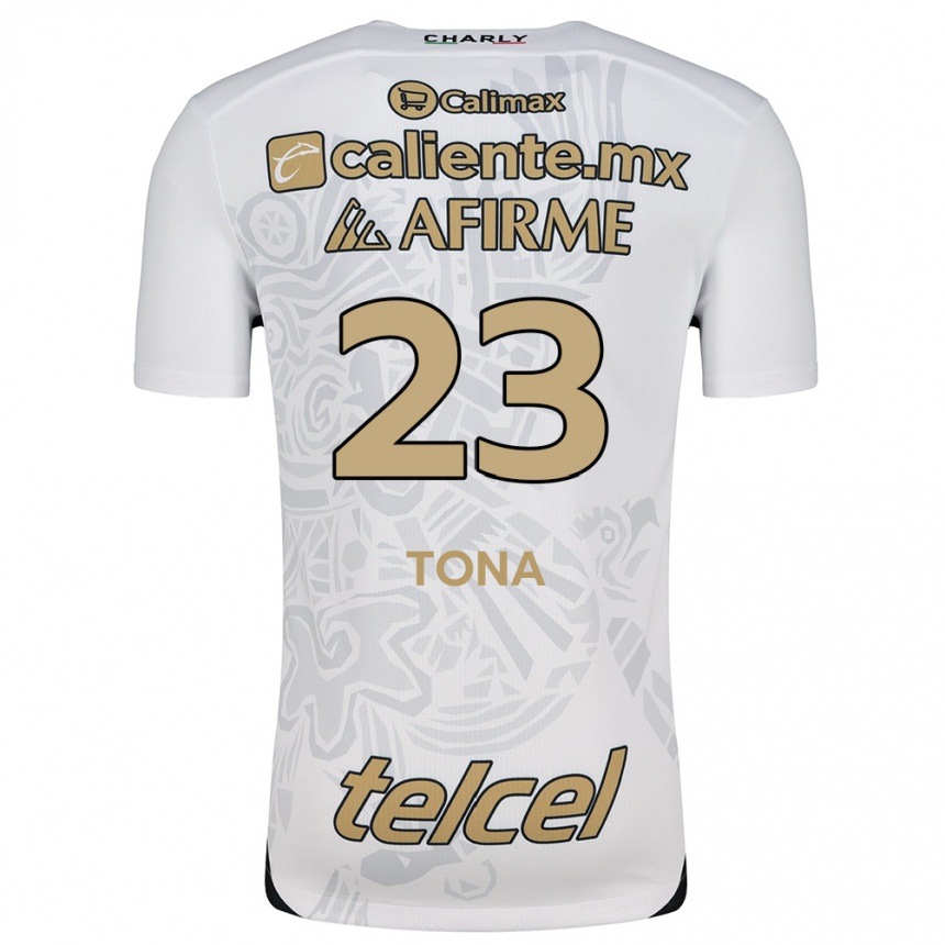 Niño Fútbol Camiseta Iván Tona #23 Blanco Negro 2ª Equipación 2024/25 Perú