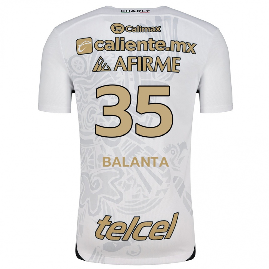 Niño Fútbol Camiseta Kevin Balanta #35 Blanco Negro 2ª Equipación 2024/25 Perú