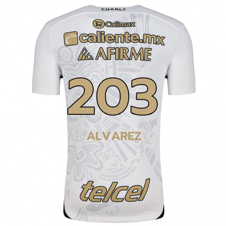 Niño Fútbol Camiseta Jaime Álvarez #203 Blanco Negro 2ª Equipación 2024/25 Perú