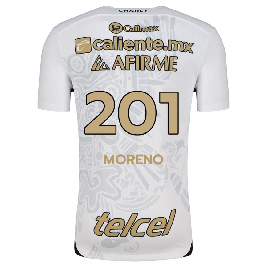 Niño Fútbol Camiseta Jesús Moreno #201 Blanco Negro 2ª Equipación 2024/25 Perú