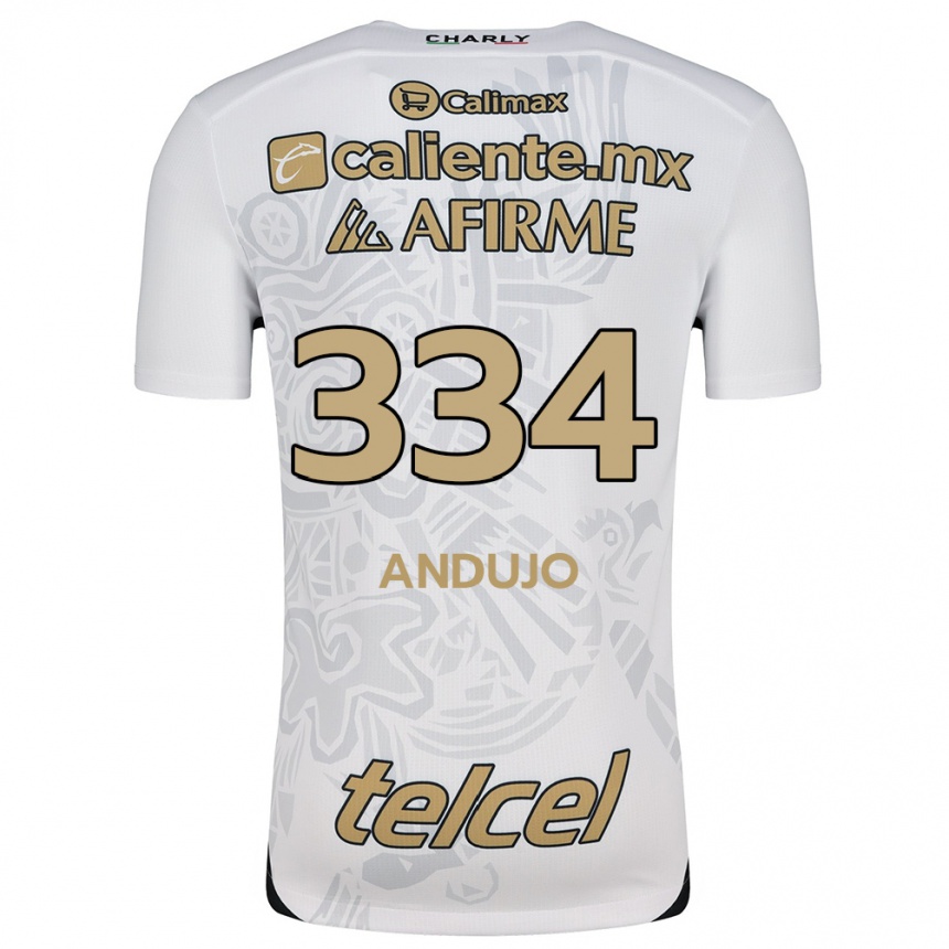 Niño Fútbol Camiseta Favio Andujo #334 Blanco Negro 2ª Equipación 2024/25 Perú