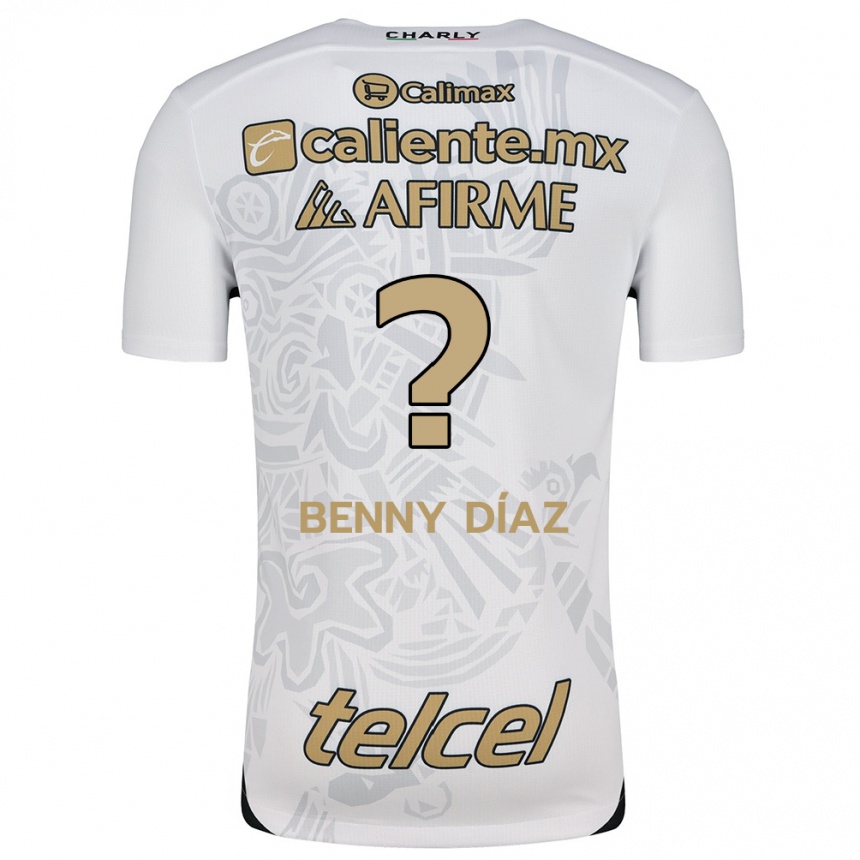 Niño Fútbol Camiseta Benny Díaz #0 Blanco Negro 2ª Equipación 2024/25 Perú