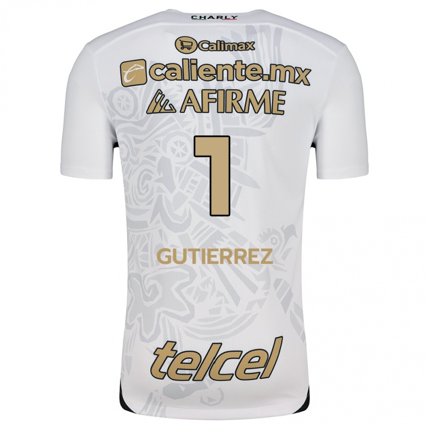 Niño Fútbol Camiseta Alejandra Gutiérrez #1 Blanco Negro 2ª Equipación 2024/25 Perú