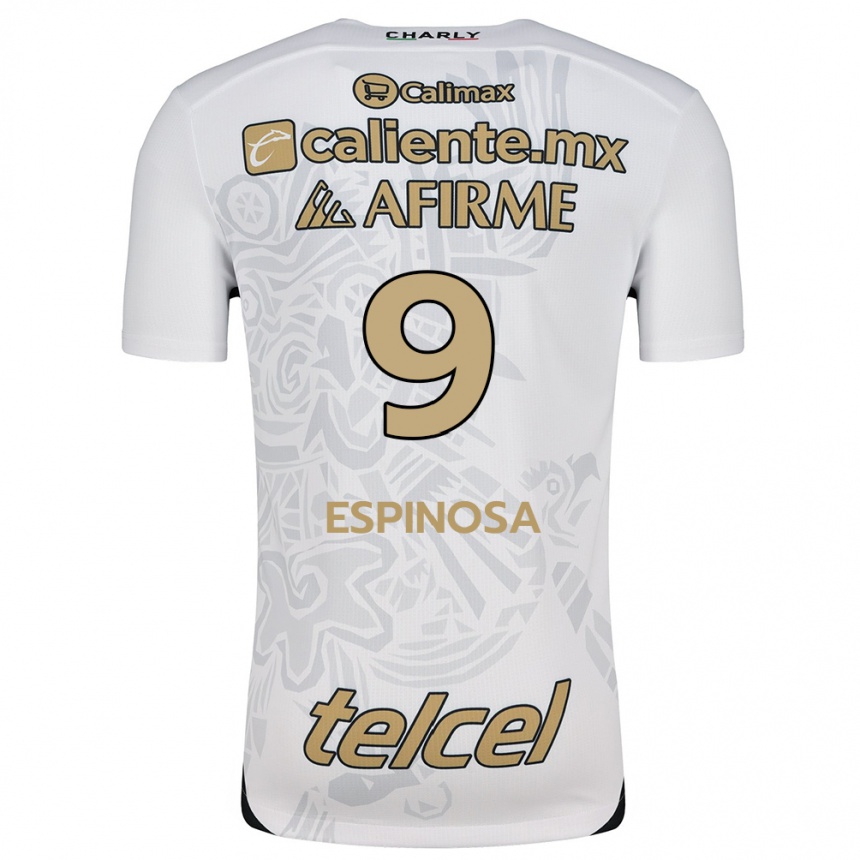 Niño Fútbol Camiseta Daniela Espinosa #9 Blanco Negro 2ª Equipación 2024/25 Perú