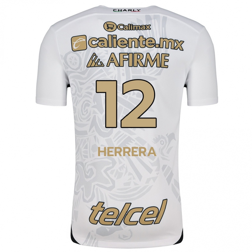 Niño Fútbol Camiseta Melissa Herrera #12 Blanco Negro 2ª Equipación 2024/25 Perú