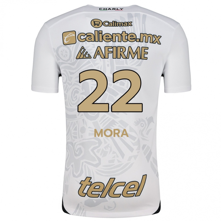 Niño Fútbol Camiseta Bianca Mora #22 Blanco Negro 2ª Equipación 2024/25 Perú