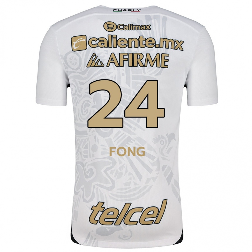 Niño Fútbol Camiseta Michel Fong #24 Blanco Negro 2ª Equipación 2024/25 Perú