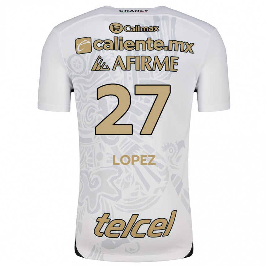 Niño Fútbol Camiseta Victoria López #27 Blanco Negro 2ª Equipación 2024/25 Perú