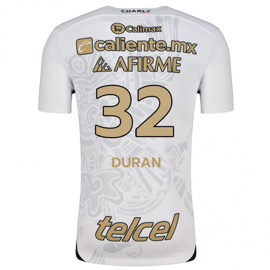 Niño Fútbol Camiseta Ailed Duran #32 Blanco Negro 2ª Equipación 2024/25 Perú