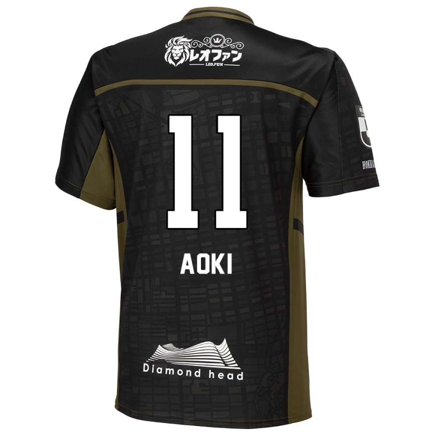 Niño Fútbol Camiseta Ryota Aoki #11 Verde Negro 2ª Equipación 2024/25 Perú