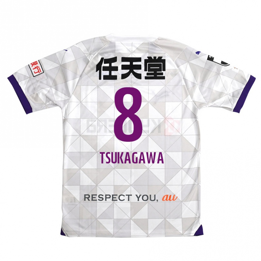 Niño Fútbol Camiseta Koki Tsukagawa #8 Blanco Morado 2ª Equipación 2024/25 Perú