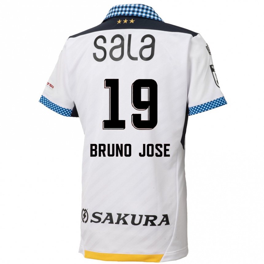 Niño Fútbol Camiseta Bruno José #19 Blanco Negro 2ª Equipación 2024/25 Perú