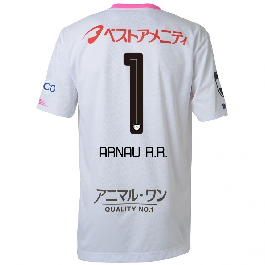 Niño Fútbol Camiseta Arnau Riera #1 Blanco Azul Rosa 2ª Equipación 2024/25 Perú