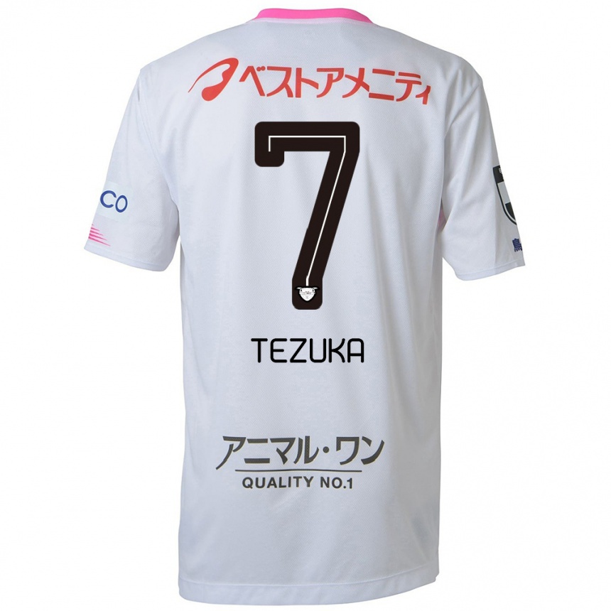 Niño Fútbol Camiseta Kohei Tezuka #7 Blanco Azul Rosa 2ª Equipación 2024/25 Perú