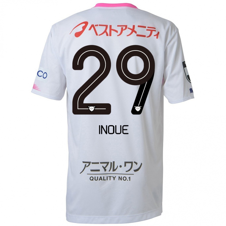 Niño Fútbol Camiseta Taisei Inoue #29 Blanco Azul Rosa 2ª Equipación 2024/25 Perú