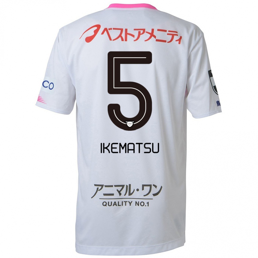 Niño Fútbol Camiseta Teppei Ikematsu #5 Blanco Azul Rosa 2ª Equipación 2024/25 Perú