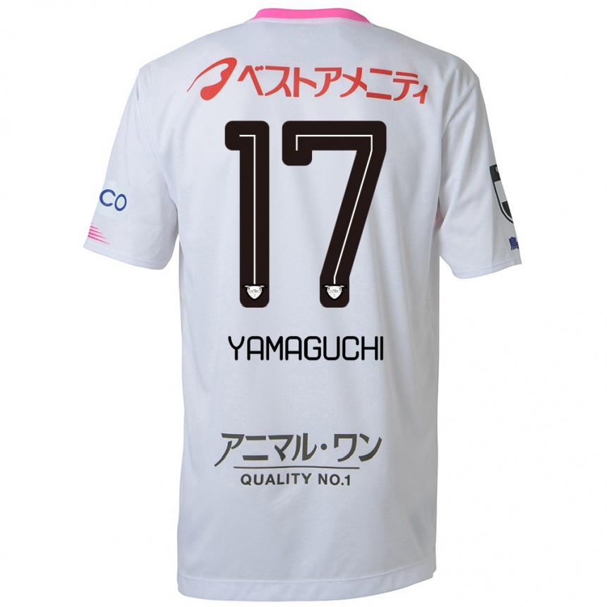 Niño Fútbol Camiseta Hikaru Yamaguchi #17 Blanco Azul Rosa 2ª Equipación 2024/25 Perú