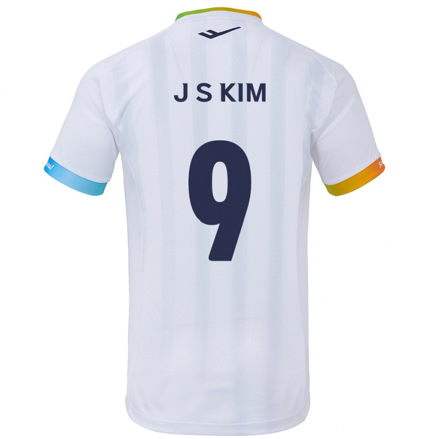 Niño Fútbol Camiseta Shin-Jin Kim #9 Blanco Azul 2ª Equipación 2024/25 Perú