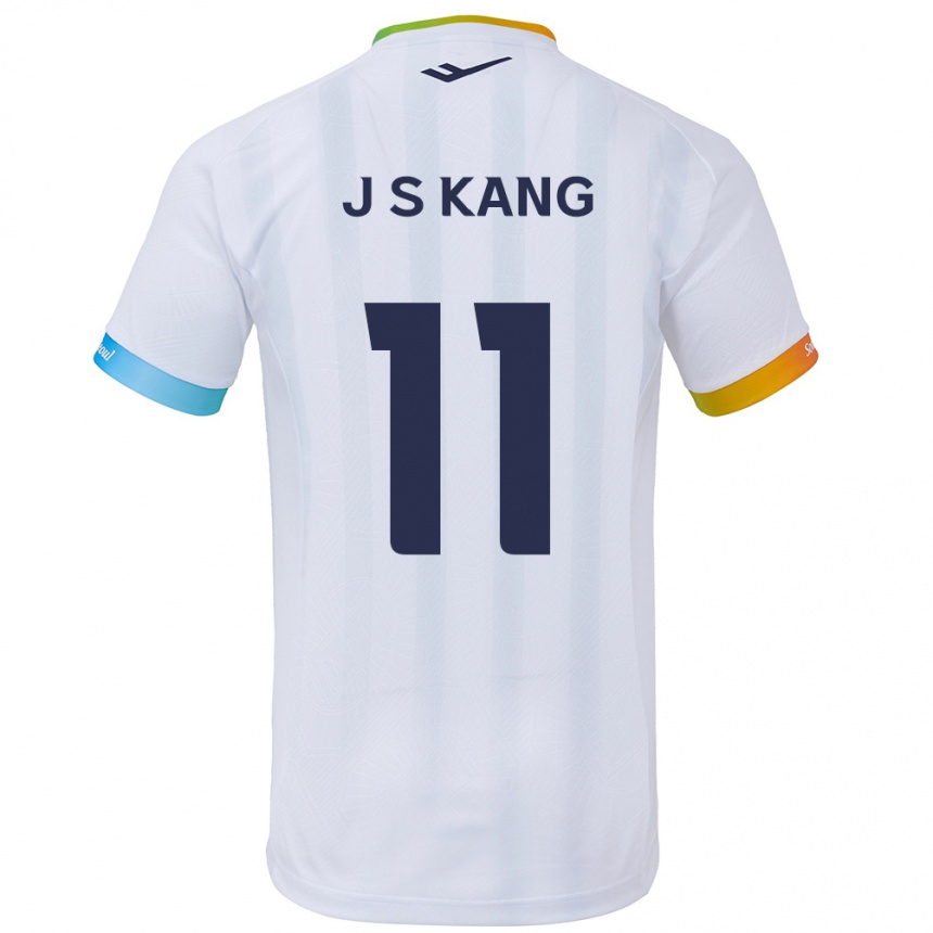 Niño Fútbol Camiseta Seong-Jin Kang #11 Blanco Azul 2ª Equipación 2024/25 Perú