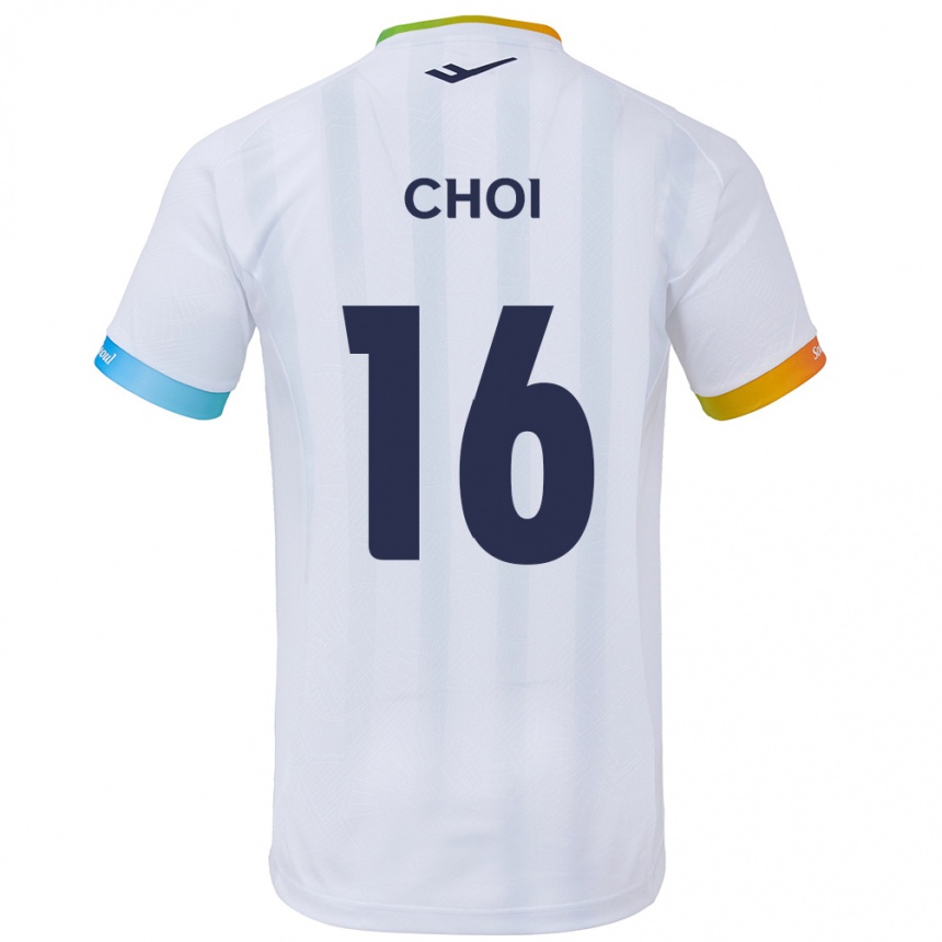 Niño Fútbol Camiseta Jun Choi #16 Blanco Azul 2ª Equipación 2024/25 Perú