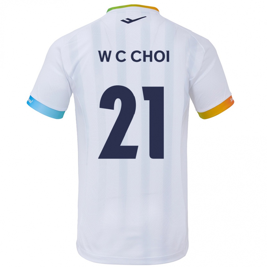 Niño Fútbol Camiseta Cheol-Won Choi #21 Blanco Azul 2ª Equipación 2024/25 Perú