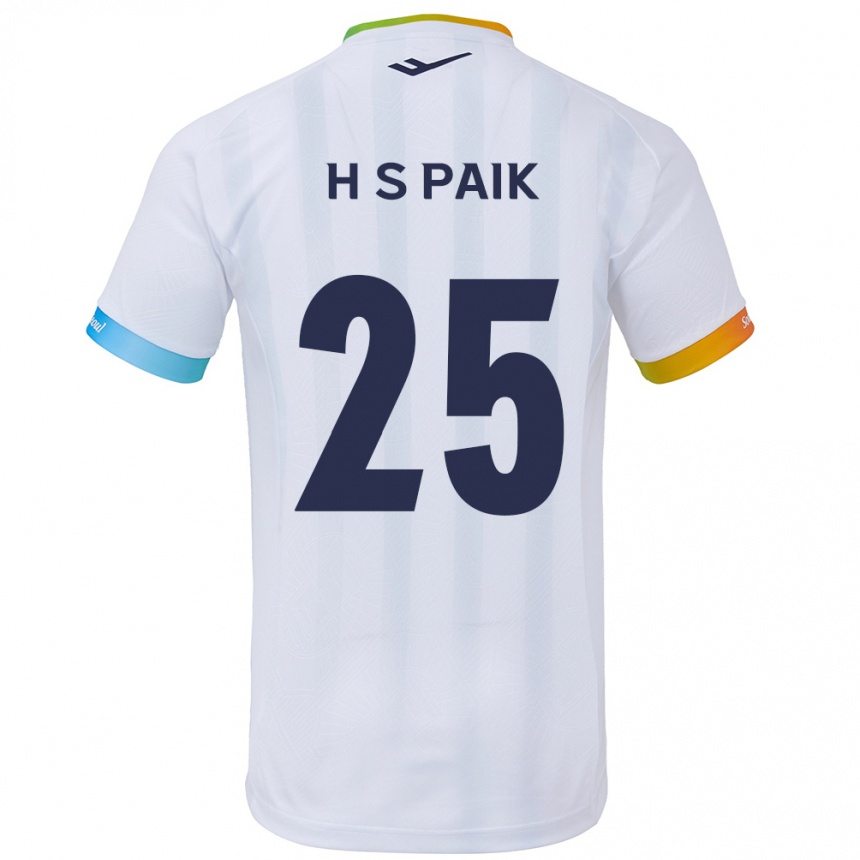 Niño Fútbol Camiseta Sang-Hoon Paik #25 Blanco Azul 2ª Equipación 2024/25 Perú