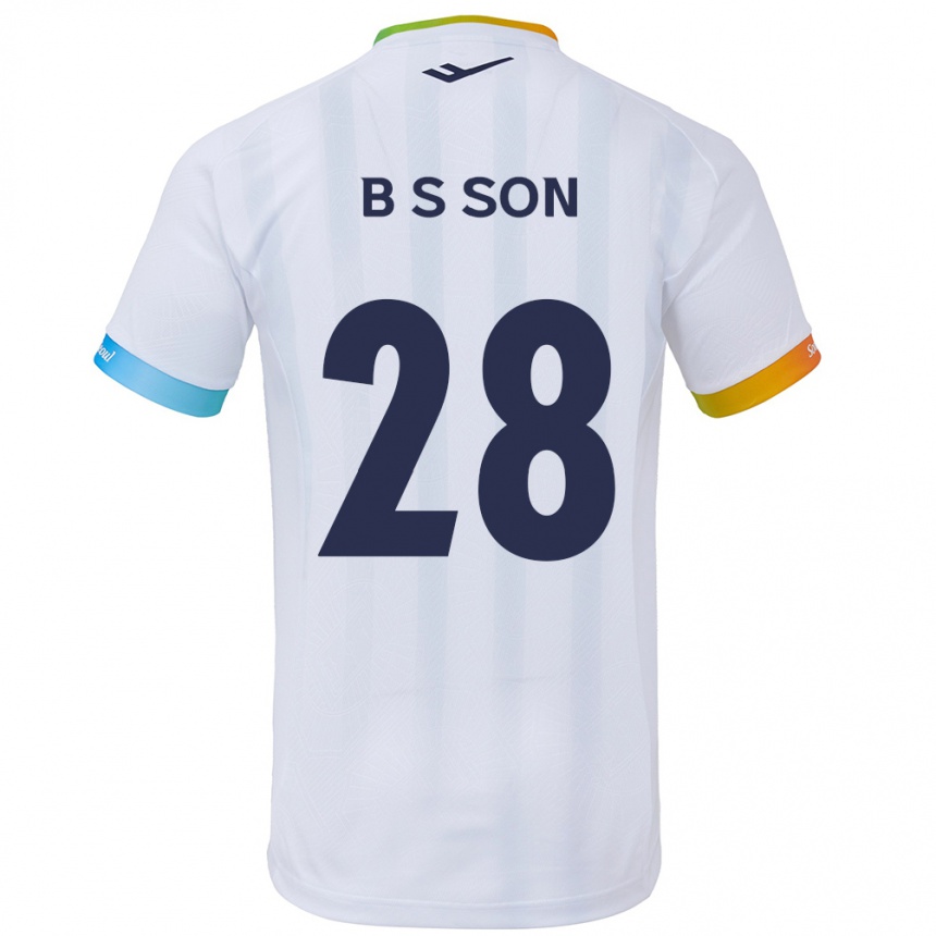 Niño Fútbol Camiseta Seung-Beom Son #28 Blanco Azul 2ª Equipación 2024/25 Perú