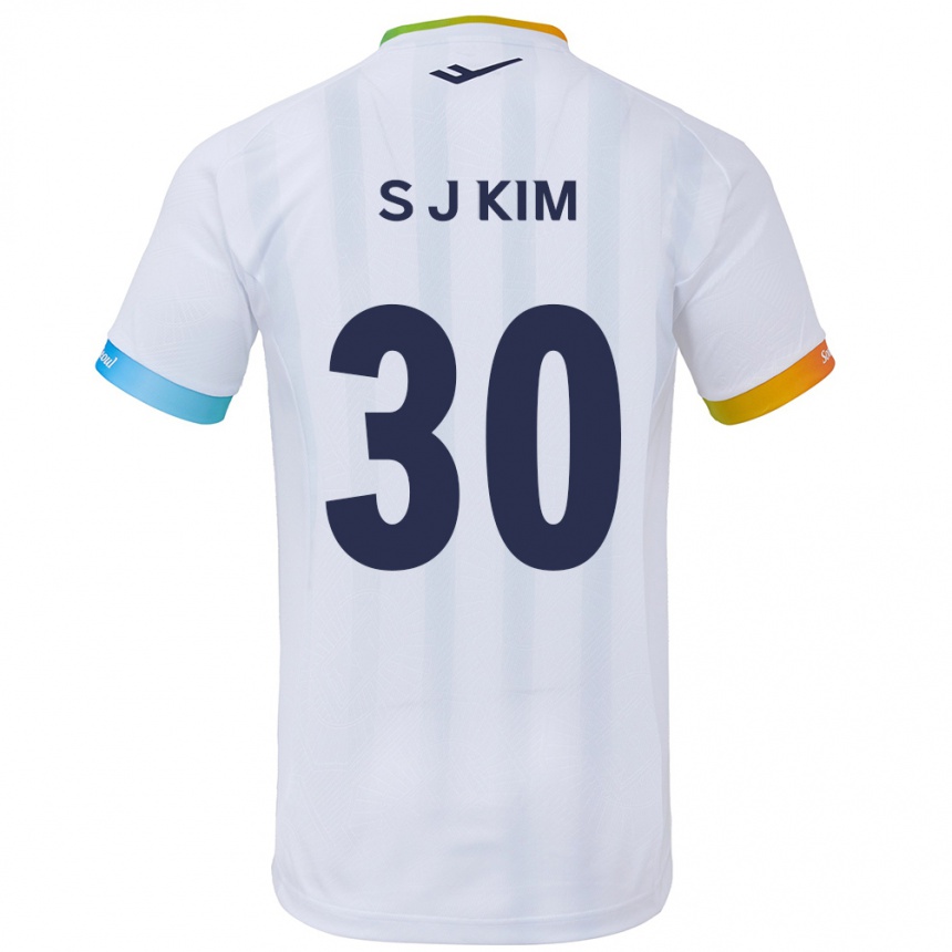 Niño Fútbol Camiseta Ju-Sung Kim #30 Blanco Azul 2ª Equipación 2024/25 Perú