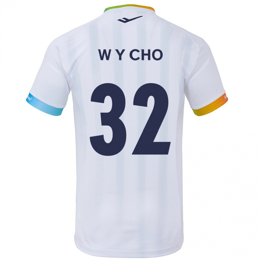 Niño Fútbol Camiseta Young-Wook Cho #32 Blanco Azul 2ª Equipación 2024/25 Perú