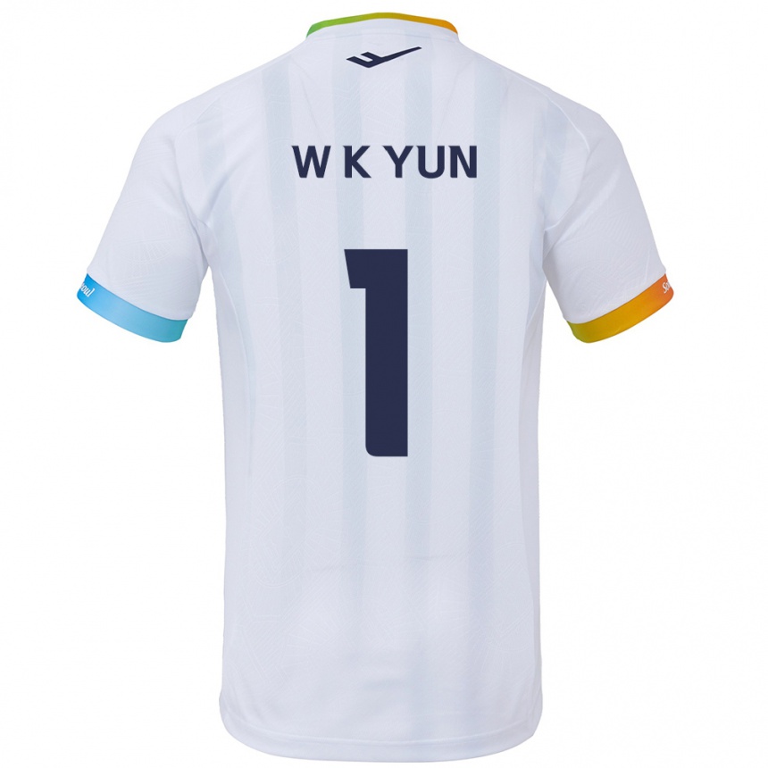 Niño Fútbol Camiseta Ki-Wook Yun #1 Blanco Azul 2ª Equipación 2024/25 Perú